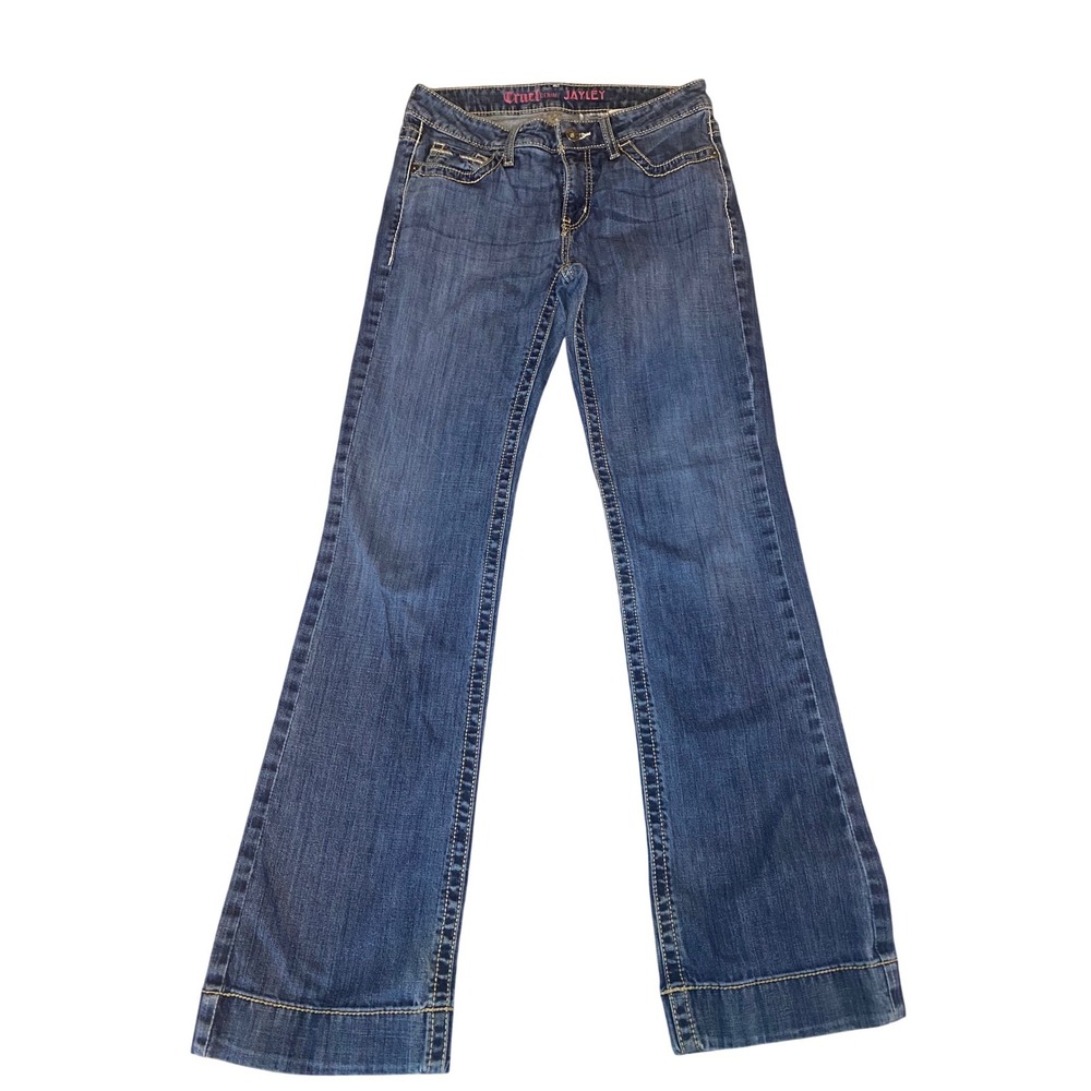 Cruel Denim Jayley Flare Jeans Womens 28/5 L Blue Excellent Contrast Stitch - Picture 1 of 9